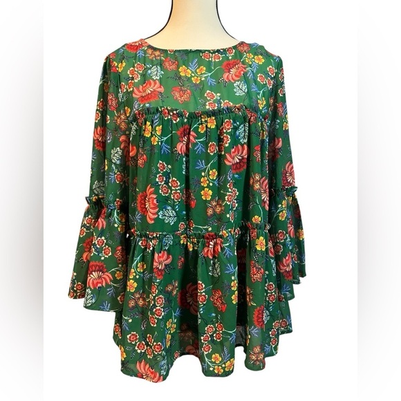Flying Tomato Tops - Flying Tomato Green Floral Blouse
